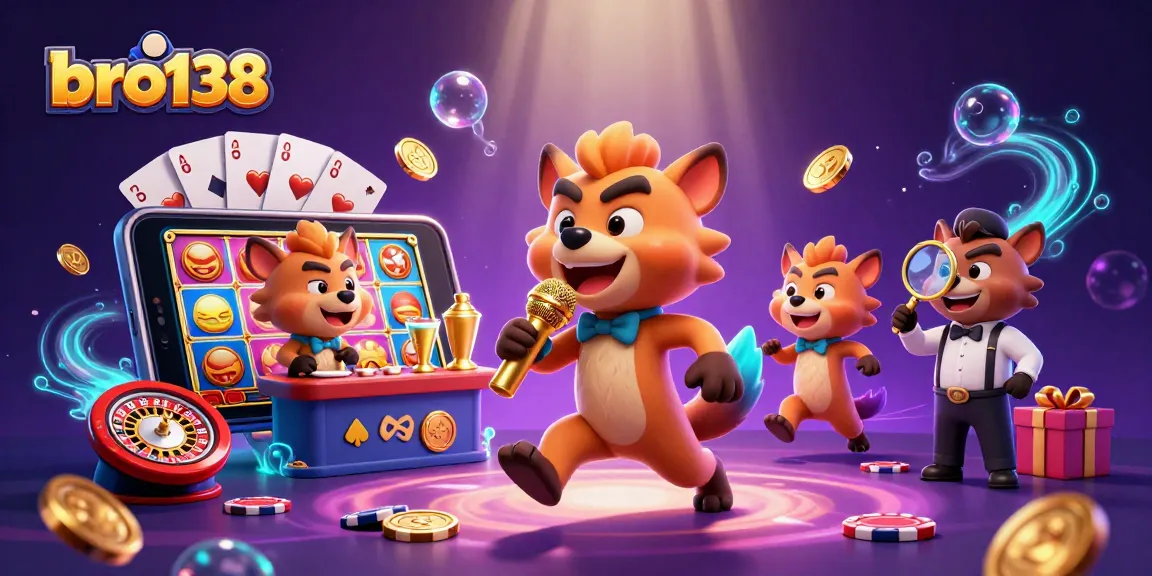 Engage with bro138's animated comedy casino scene featuring hybrid gaming elements and vibrant energy.