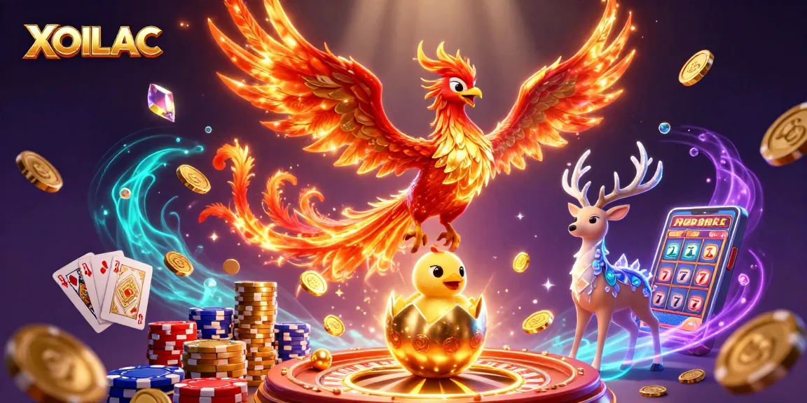 Experience the thrilling action of XOILAC with a dynamic scene featuring a phoenix and casino elements.