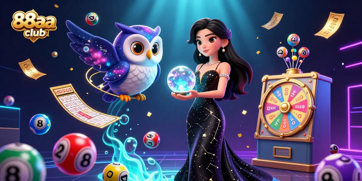 Experience the excitement at 88aa club with vibrant lottery elements and mystical characters.