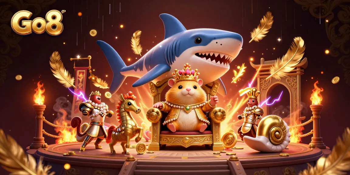 Experience thrilling Go8 action with elite characters in a dynamic casino scene.