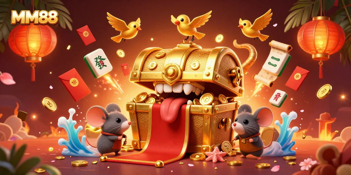 Engage with MM88's immersive casino experience featuring a captivating treasure scene.